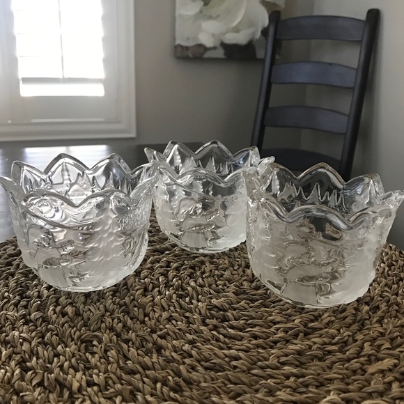 (3) Vintage Frosted Glass Votives